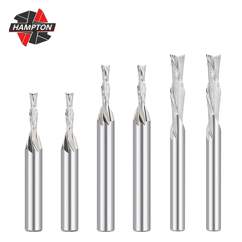 HAMPTON  Spiral Plunge Router Bit 1/4 inch Shank Down Cut Milling Cutter for Woodworking Carbide End Mill