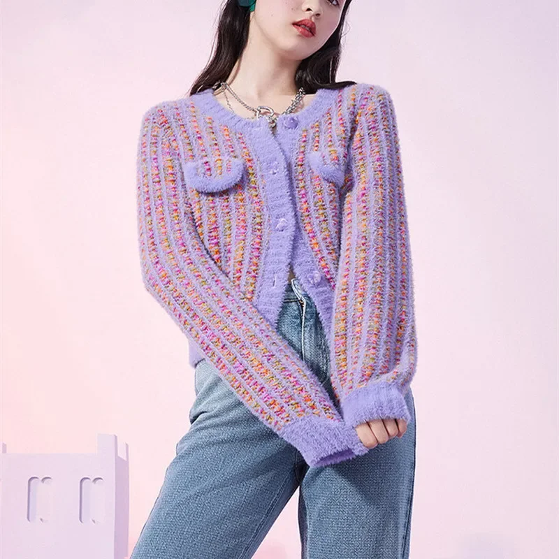 Winter Autumn Fashion Warm Knitting Cardigans Lady Girl Heart Love Button Up Single Breasted Knitted Sweaters