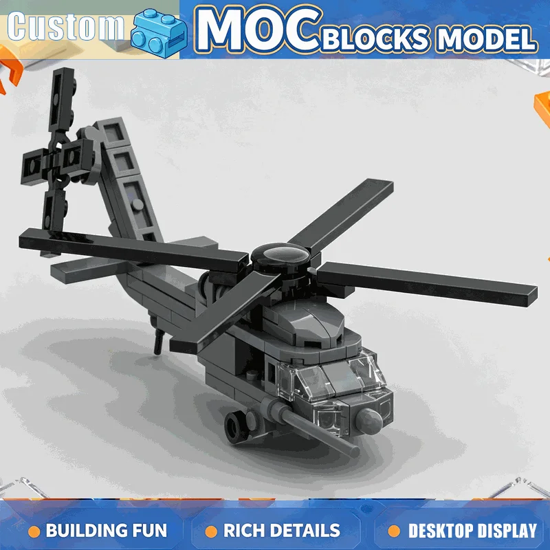 112PCS Modern Utility Helicopter Build Blocks Aircraft Model DIY Assembly Set Creative Aviation Display Collection Birthday Gift