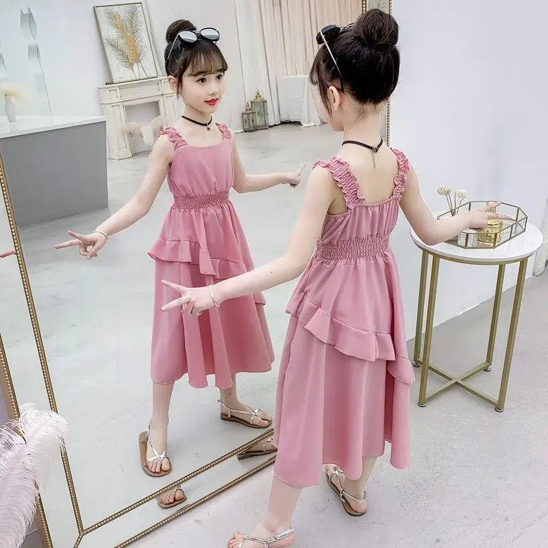 

Dress Summer 2023 for Kids Girl Children Fashion Little Girl Chiffon Princess Dresses Toddler Baby Clothes Elastic Straps Dress