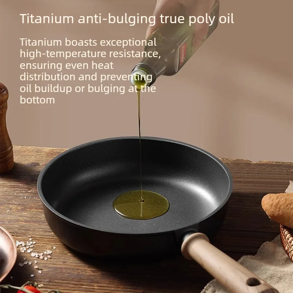 New titanium wok non-stick household fried steak fried egg special titanium lightweight induction cooker pan All Stove Types