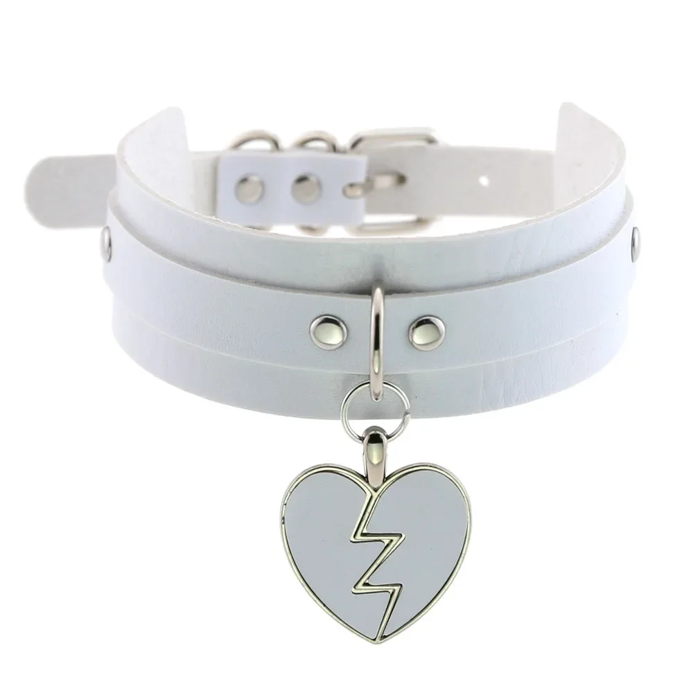 Punk style  Gothic style  Simple Fashion Rock and roll Lightning Peach heart pendant Bilayer cortex Pendant Collarbone chain