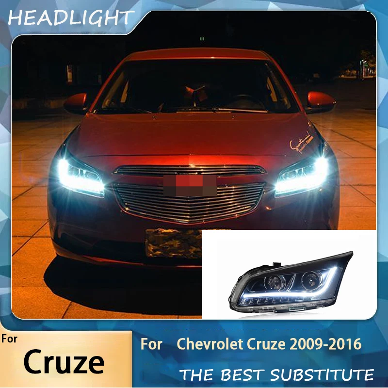 For Chevrolet Cruze 2009-2014 Car Front Lamps LED Auto Headlights Assembly Upgrade High Configure Projector 2 Lens Accessories