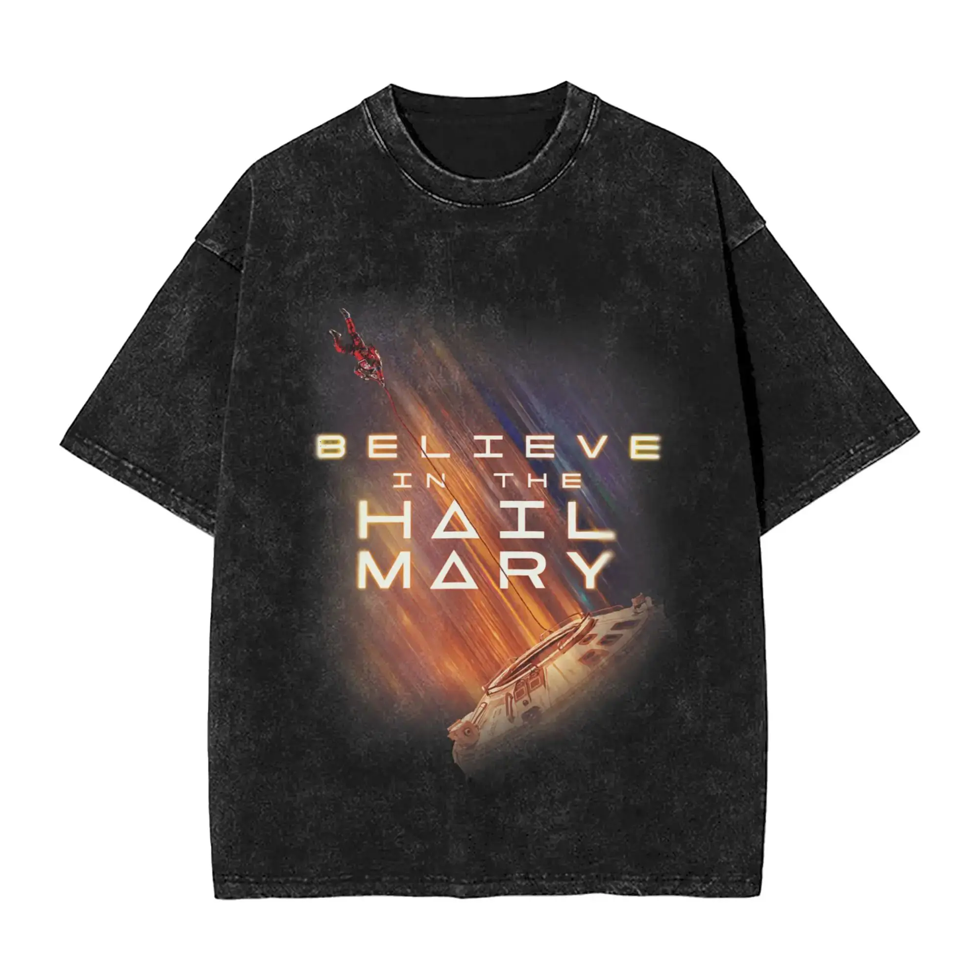 High Street Washed T Shirt Project Hail Mary Rocky The Alien Distressed PortraitT Shirts Y2K Fashion Casual Short Sleeve Unisex