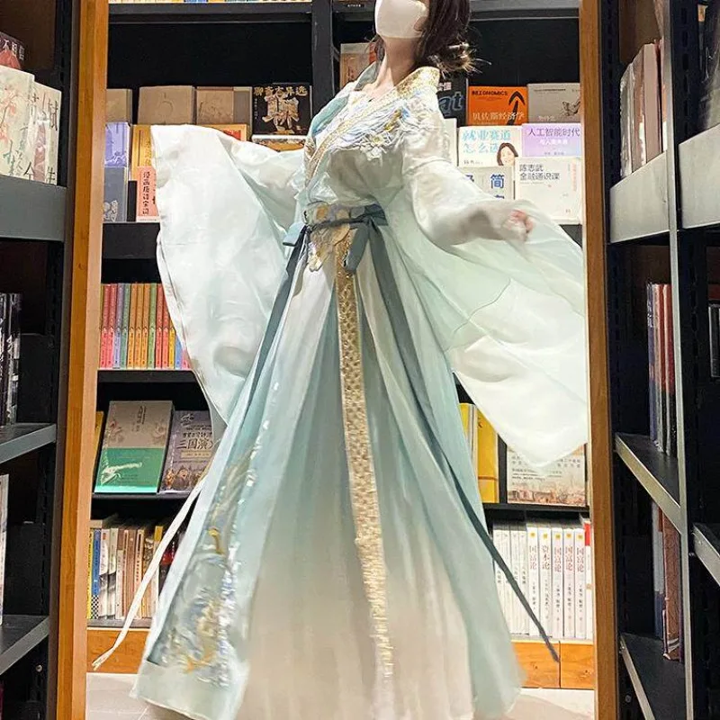 Improved female Hanfu waist white camellia peony Hanfu set fairy style