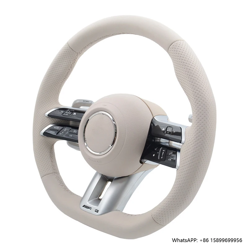 

For Mercedes Benz 2023 2022 B200 CLA E220 AMG CLE White Leather Steering Wheel Car Interior Accessories