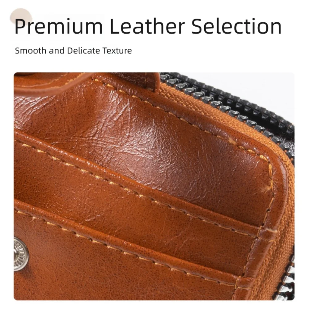 Dompet Pendek Pria Retro Ringan Dompet Kulit Portabel Banyak Slot Kartu Tas Penyimpanan Kartu Tahan Air Uniseks