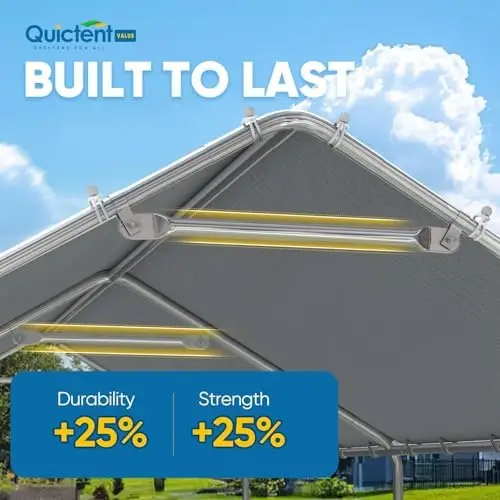 10x20 ft Heavy Duty Carport Canopy Galvanized Car Tent Outdoor Garage Boat Shelter with Reinforced Structure, No