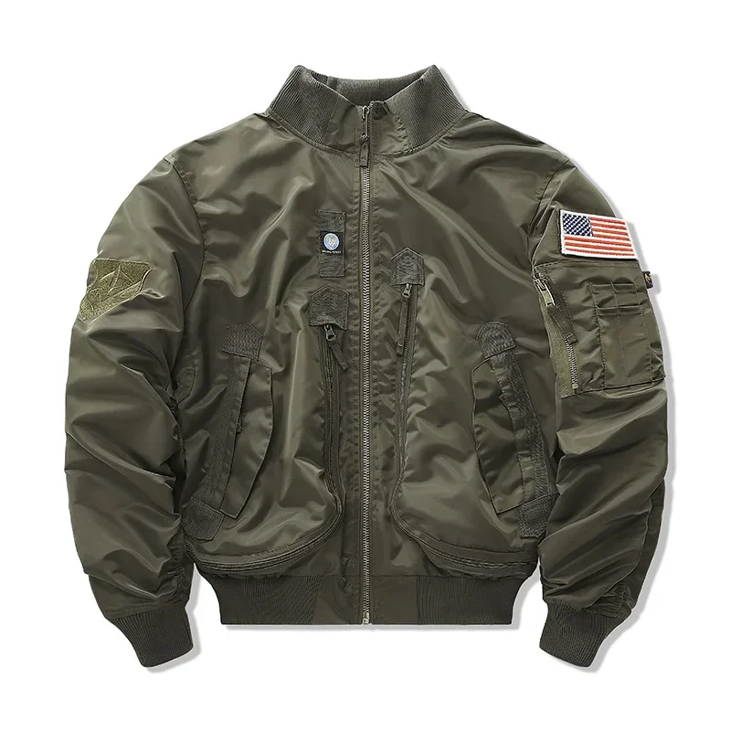 TPJB Bomber Jackets Men Waterproof Pilot Baseball Coat Male Army Air Force Stand-collar Big Pocket Causal Jacket Autumn Spring