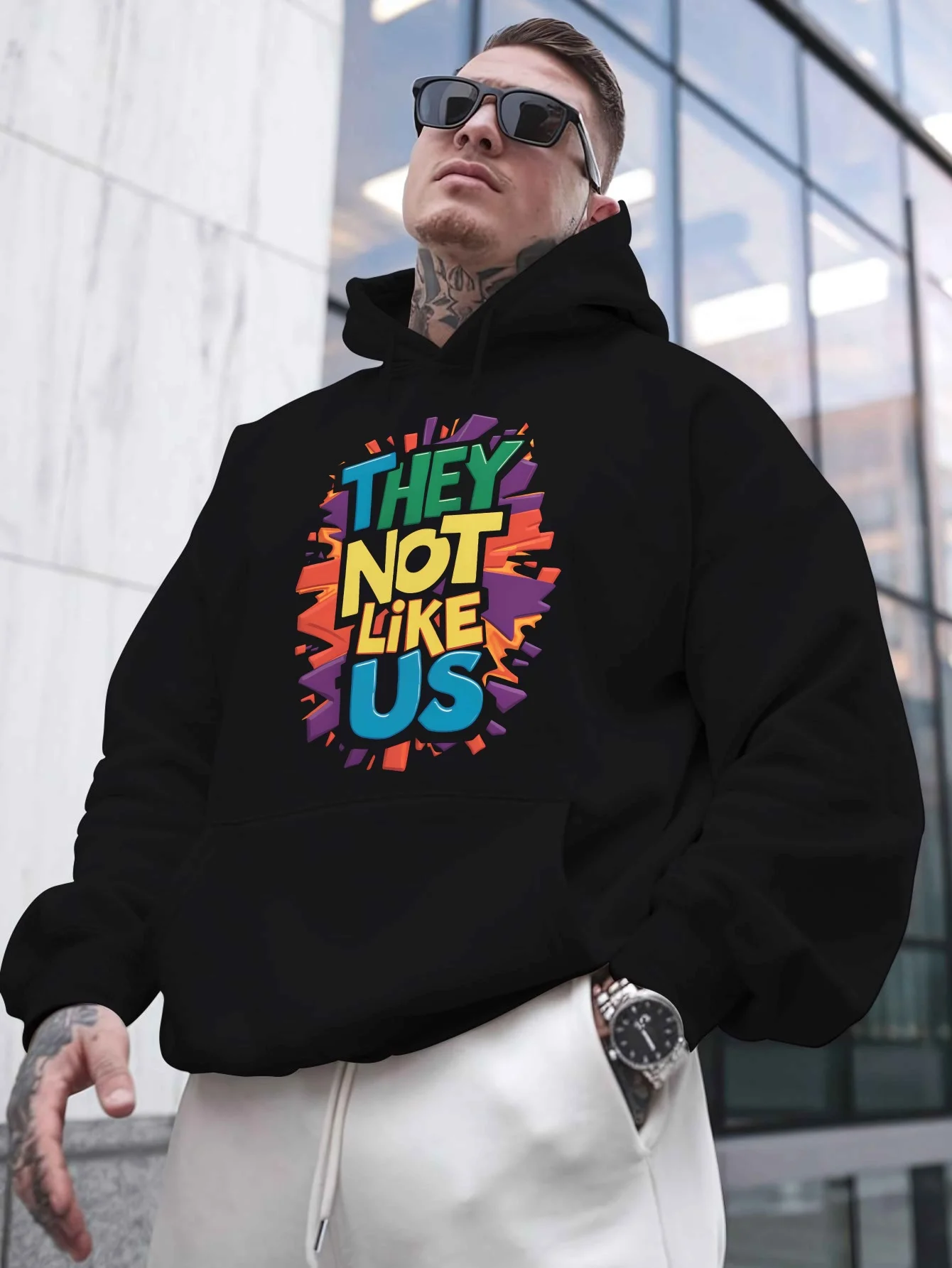 

Мужская плюшевая толстовка с капюшоном Top Pick «They Not Like Us» — американский принт, осень-зима, подарок