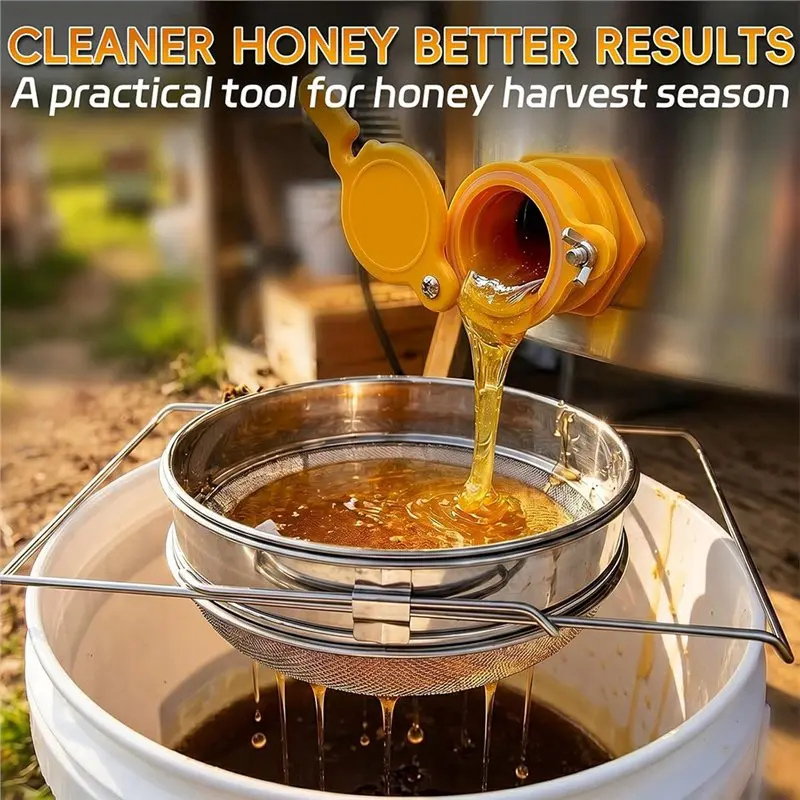 EYFL-Honey Strainer Double Sieve,Stainless Steel Honey Extractor For Beekeeping Fits 5 Gallon Bucket Honey Harvest