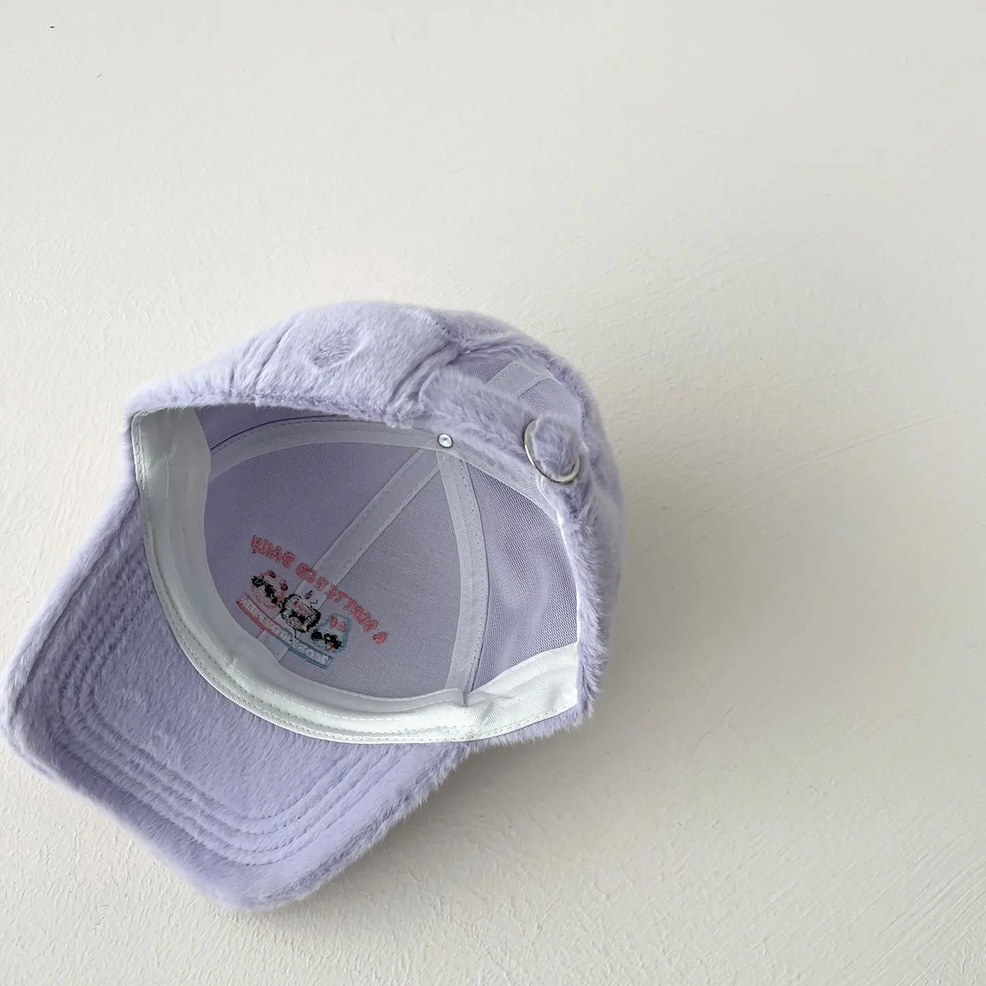 Winter Warm Faux Mink Fur Thickened Curved Brim Baseball Cap with Cartoon Monster Embroidery Letters, Short Plush Material, Versatile in Multiple Colors, Adjustable Back Buckle