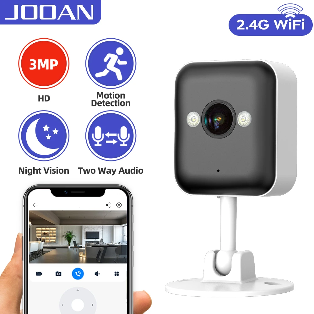 JOOAN 3MP Mini Wifi Camera Outdoor Motion Tracking Security IP Camera 1080P Color Night Waterproof Smart Home Baby Monitor