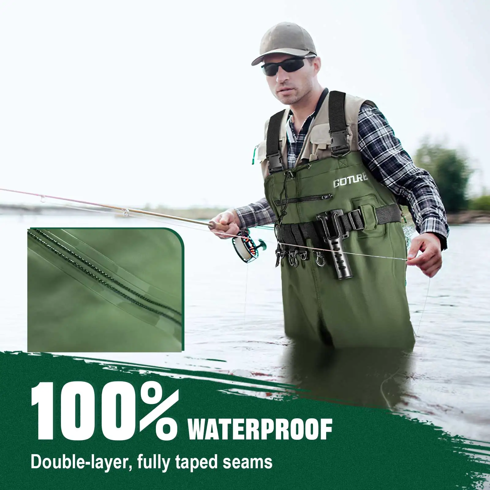 Fishing Waders Quick-dry Waterproof and Breathable,70D PVC Nylon Composite Material，Adult  Fishing and Hunting Production Suit