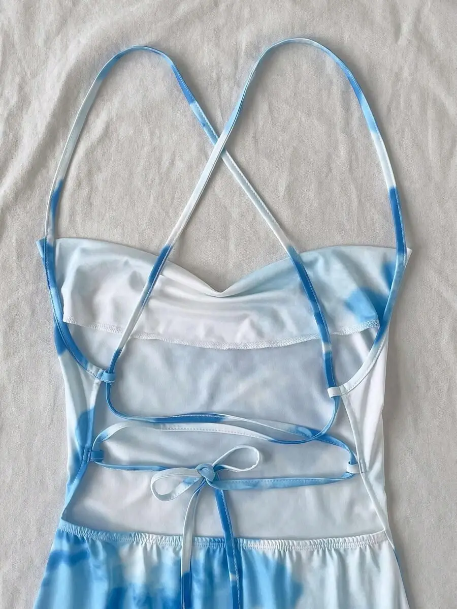 Robe longue dos nu à épaules dénudées pour femme avec imprimé floral rouge, coupe contour et tricot anti-rides pour les vacances d'été tropicales