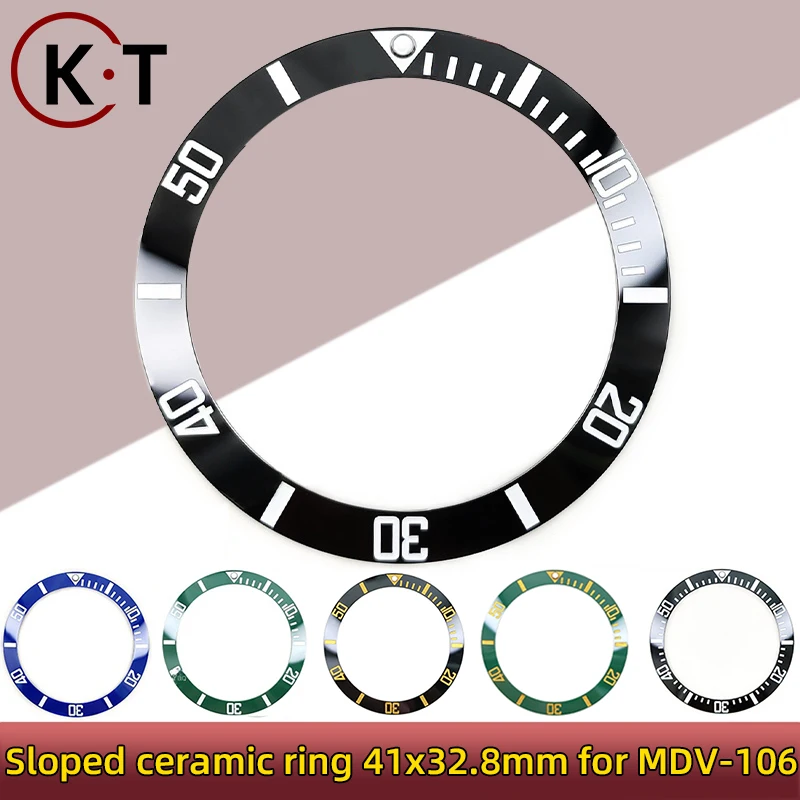 Anillo de cerámica inclinado para reloj Casio MDV-106, anillo de las 12 en punto con cuentas luminosas mdv106, anillo exterior de cerámica, accesorios para la boca