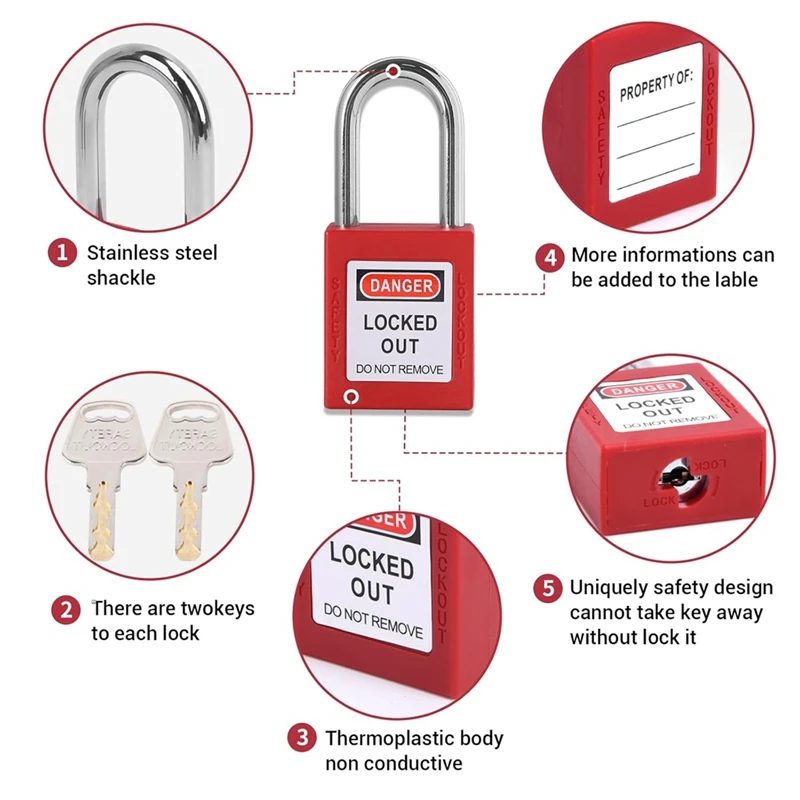 56 Pcs Lockout Tagout Kit Safety Electrical With Clamp-On Circuit Breaker Lockout,For Electrical/Industrial/Mechanical