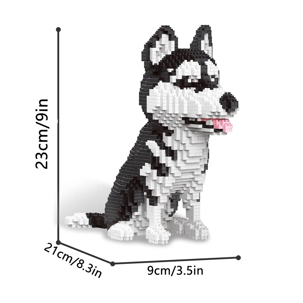 Pet Lover Siberian Husky Dog Model Micro Building Blocks-Small Ornament Decor,Educational Recreation Toys,Birthday Gift for Kids
