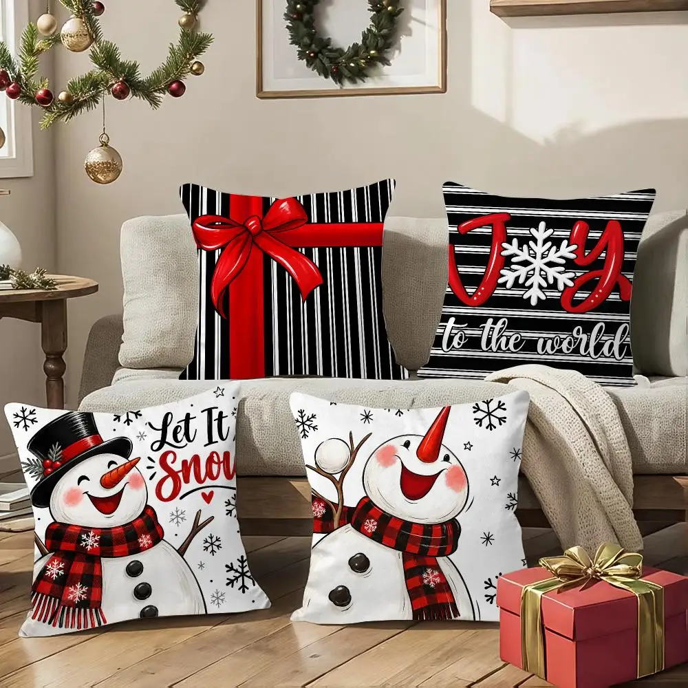 Joy to The World Christmas Cushion Cover Square Decorative Sofa Pillow Case Bedroom Living Room Home Decor Gift