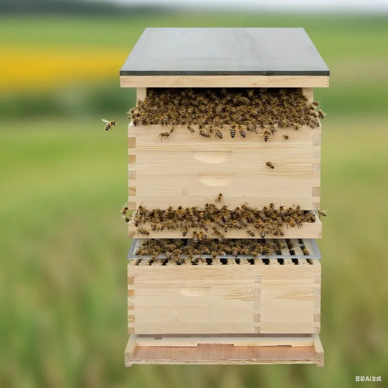 Beekeeping Equipment Natural Wooden 2 Tier Honey Hive Langstroth Beehive Box With 20 Pieces Bee Frame