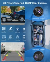 Autoradio Portable 10.26" 4K 64G Écran Tactile Sans Fil Apple CarPlay Android Auto Caméra de Dashcam Bluetooth GPS Navigation WiFi Caméra de Recul Grand Angle AUX FM 3