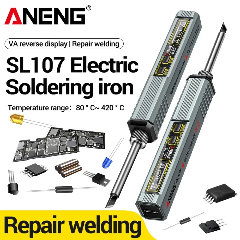 ANENG SL107 Electric Soldering Iron Repair Welding Tester Ceramic Heating Core Test USB Charging Adapter Tin Voltage Ocfast Tool