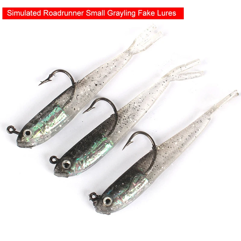 Grey Soft Fish 2.35g 75mm Wrapped Lead Hook Fake Bait 6.5g Road Sub Fish Bait Soft Fish With Hook Small Gray Fish