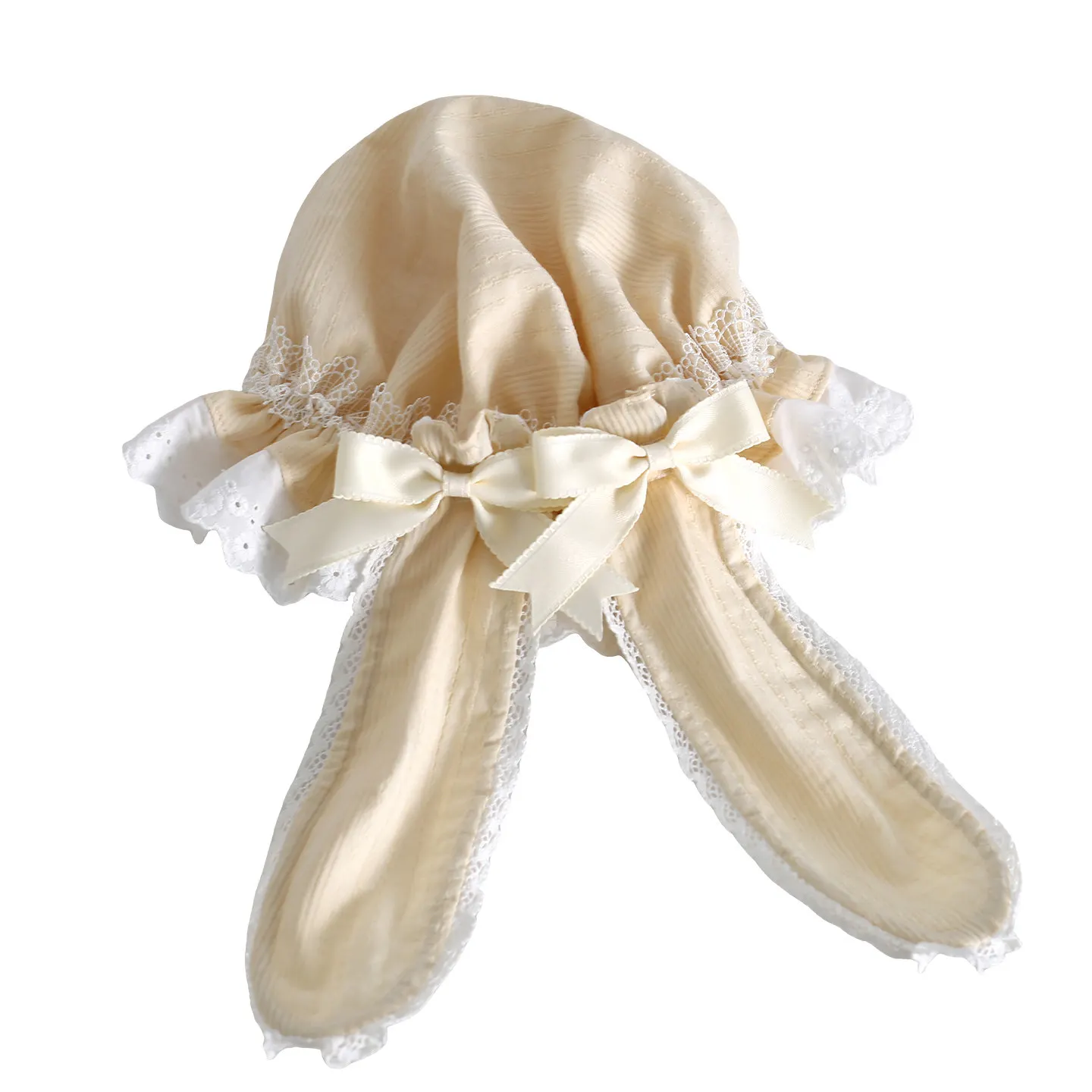 Cotton Doll Feel Retro Sweet Lolita Bunny Ear BB Hat Lace Bunny Ear Detachable Lace Sun Hat Kawaii Hat Lolita Hats