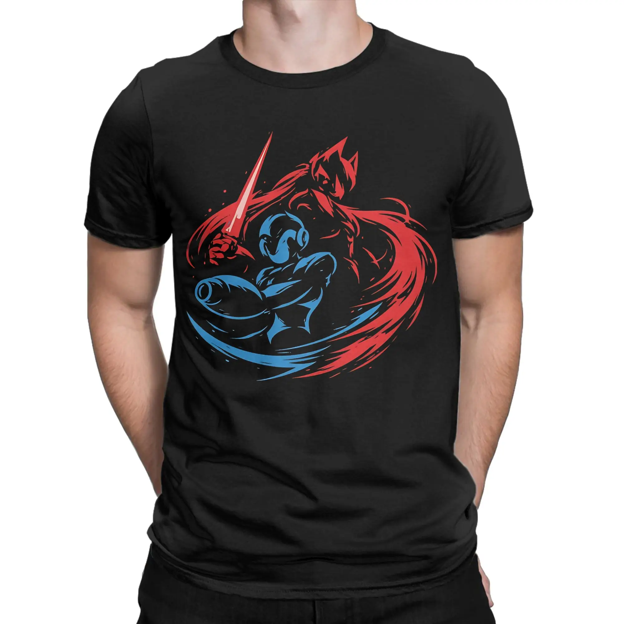 X  Novelty 100% Cotton T-Shirt Megaman Tops Tees For Men