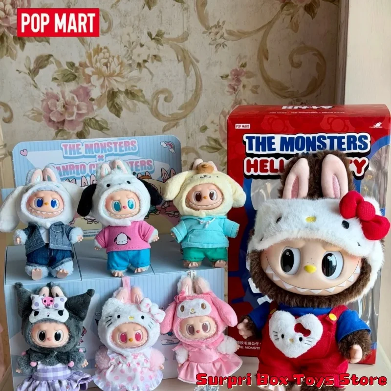 

POPMART The Monsters Sanrio Characters Vinyl Plush Pendant Blind Box Hellokitty Kuromi Cute Bag Charm Toys Gifr For Girl