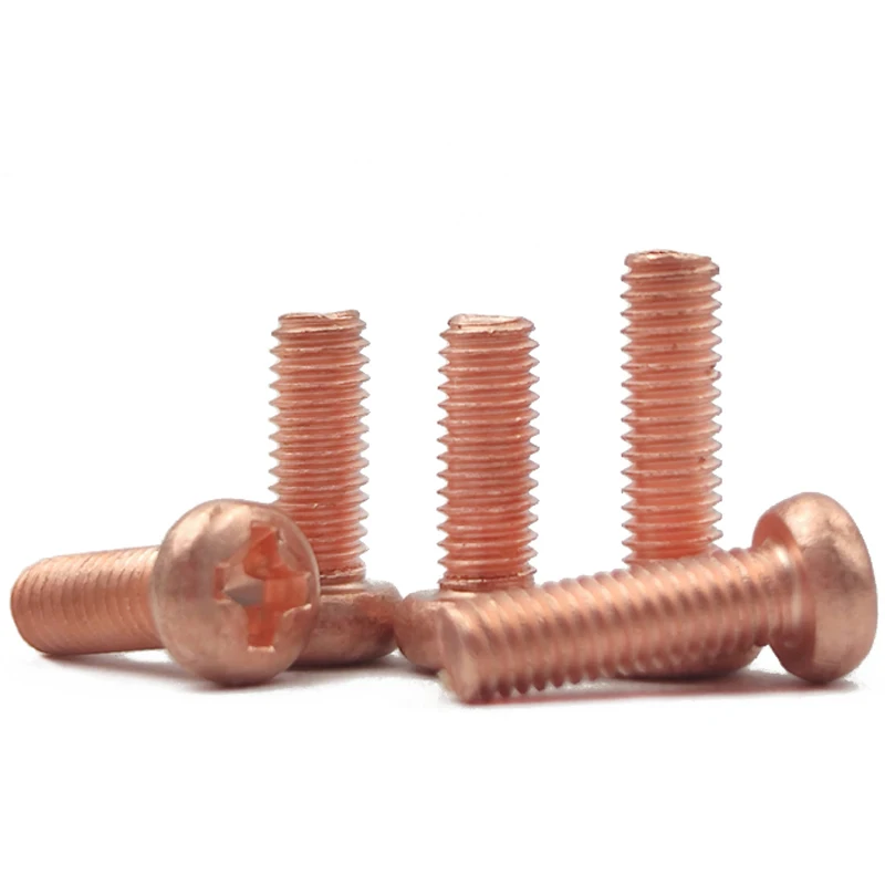 T2 Pure Copper Round Head Cross Screw PM High Conductivity GB818 Pan Head Phillips Groove Machine Tooth Screw M3 M4 M5M6 image 4