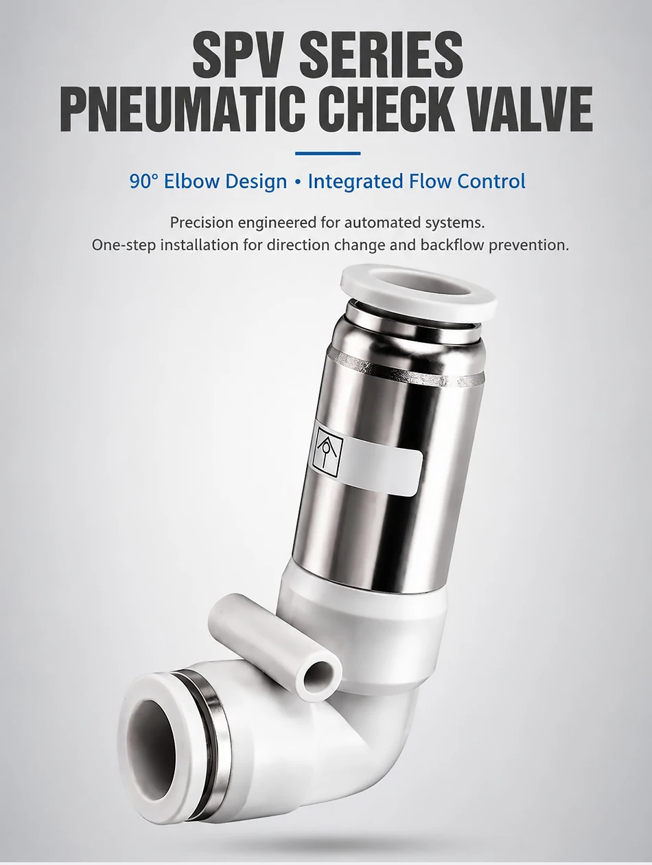 1PCS Pneumatic One-way Non Return Check Valve 90 Degree Elbow SPV 4mm 6mm 8mm 10mm 12mm Push In Quick Connect Air Hose Fitting T&I Online Store
