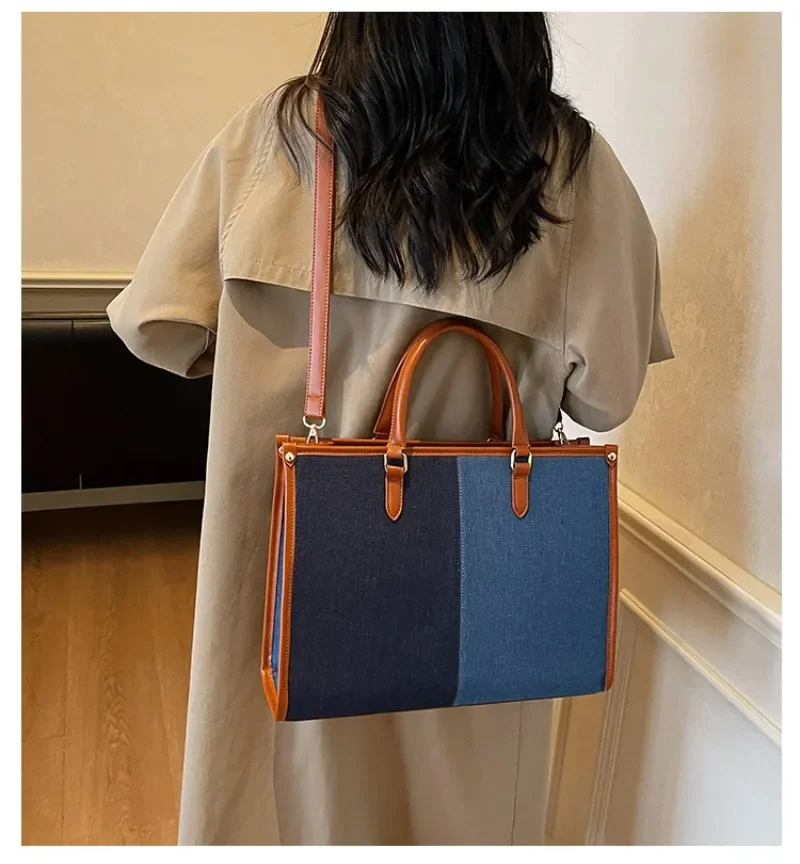 

Новая осенняя сумка-тоут с цветными блоками 202. Стильная большая женская сумка через плечо, модная сумка через плечо, минималистичная рабочая и дорожная сумка.