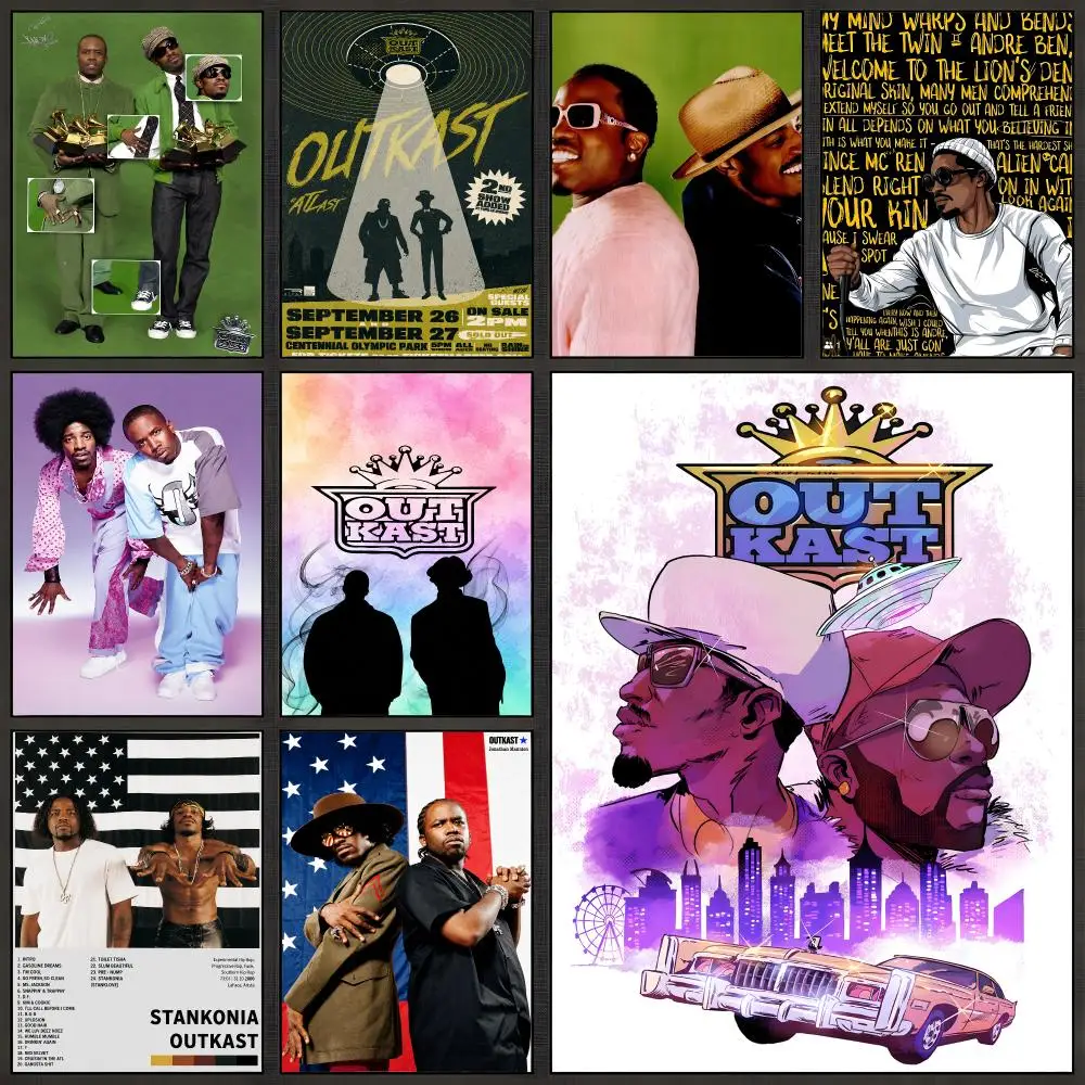 Group Outkast Hip Hop Duo Poster Peel And Stick Wall Art PP Waterproof HD Bedroom Living Room Home Decor Gift