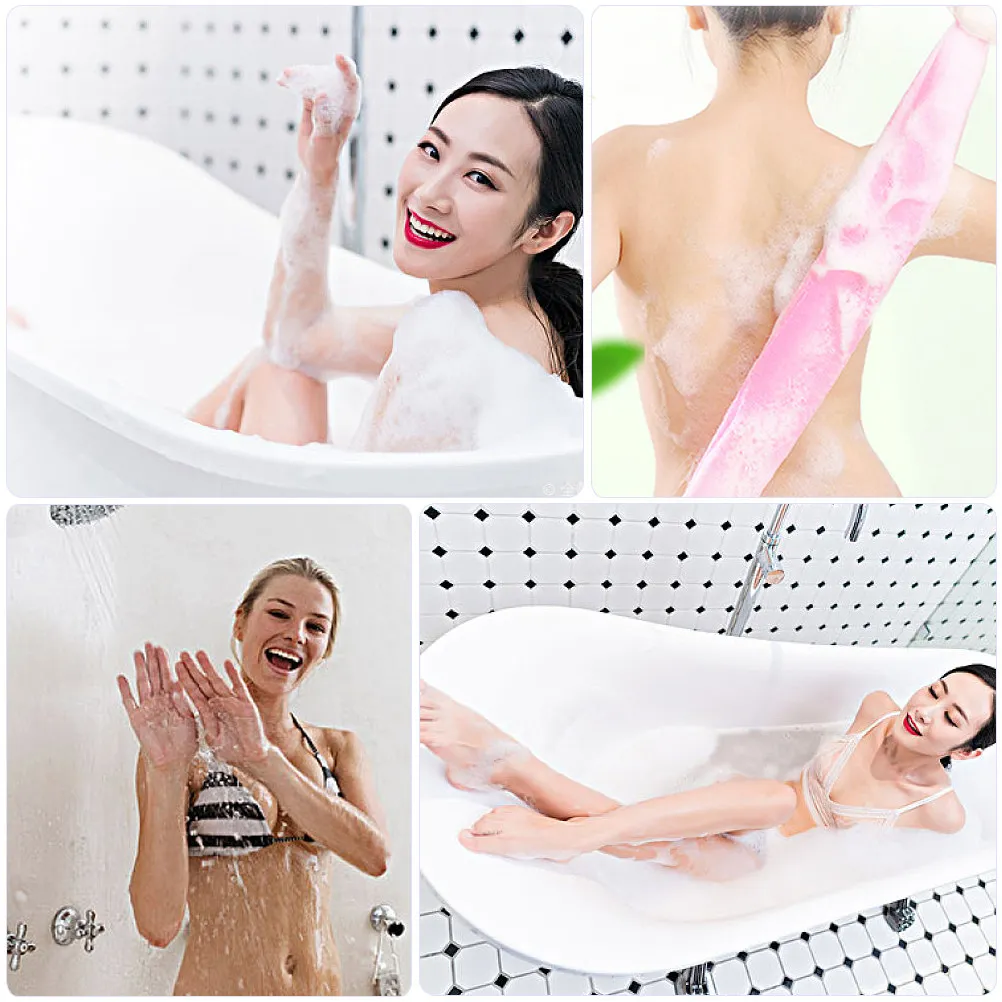 

1Pcs Exfoliating Bath Cloth Made of Polyester Nylon Bamboo Fiber Elastic Stretch Drawstring Wash Cloth for Back Scrubbing Body