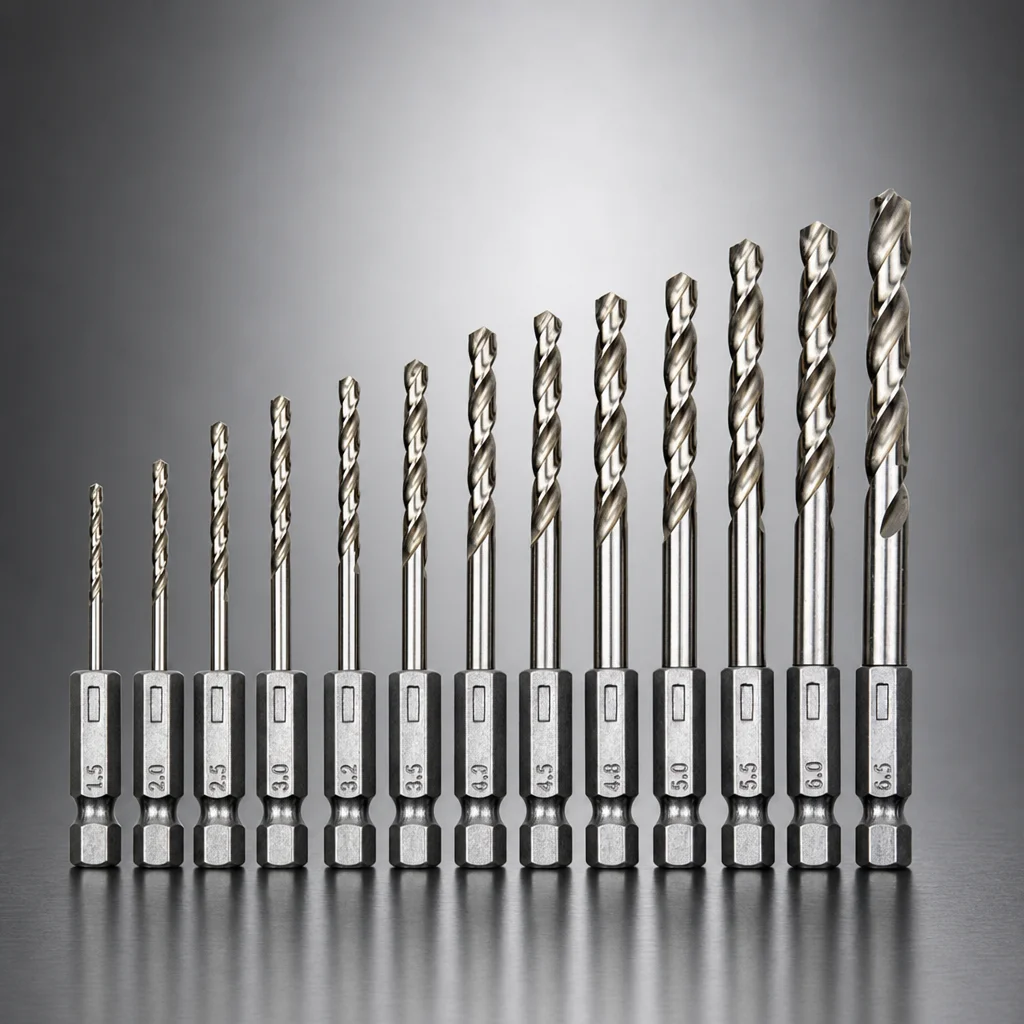 Scowell 13Pcs Hex Shank Drill Bit Set HSS 4341 1.5-6.5mm Twist Drill Bits 1/4