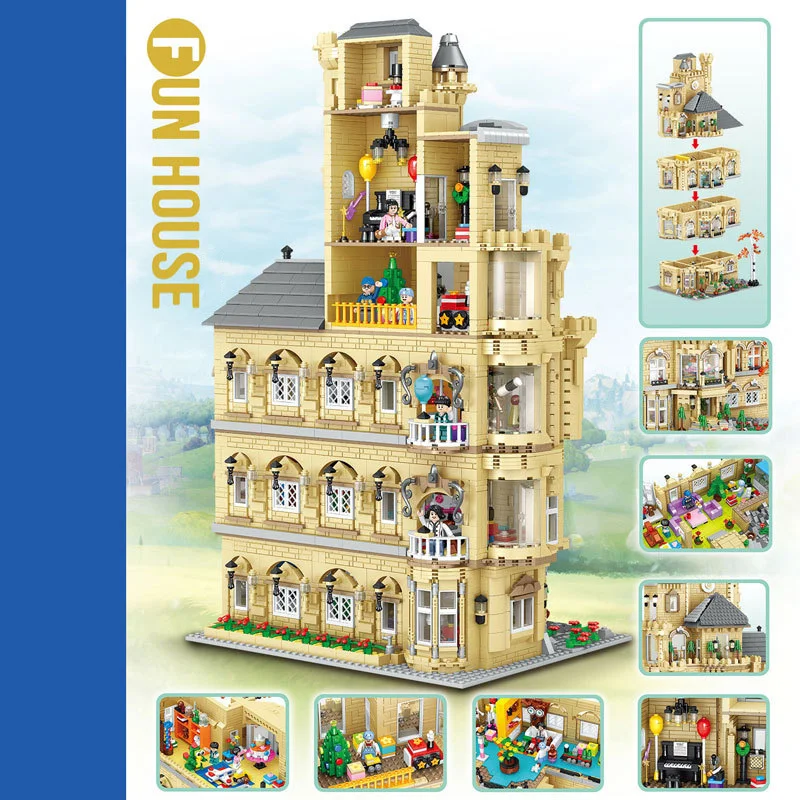 City Street View Architecture Toyshop Mini Block Streetscape Fun House Model Build Brick Figure Assemble Toy Collection For Gift