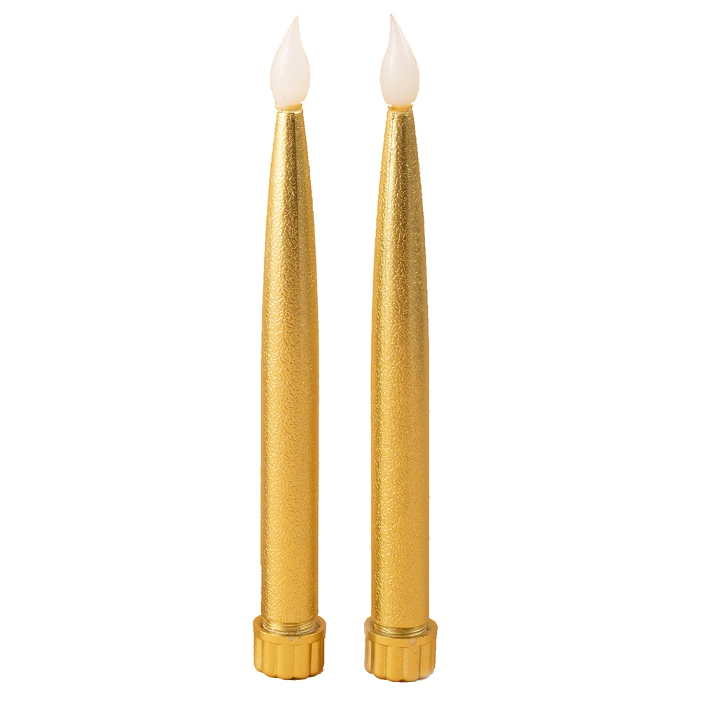 2pcs Long Candle Light Table Decorations LED Electronic Candle Lights Battery Powered Electronic Candle Lamp for Party Christmas