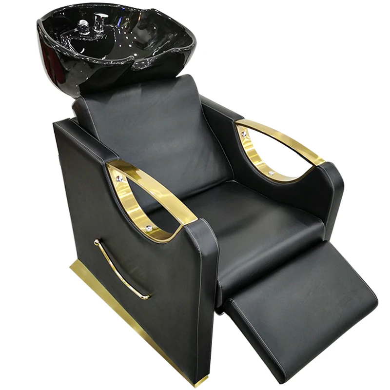 Foreign trade professional export barber shop seated shampoo sofa shampoo recliner salon ceramic basin flush
