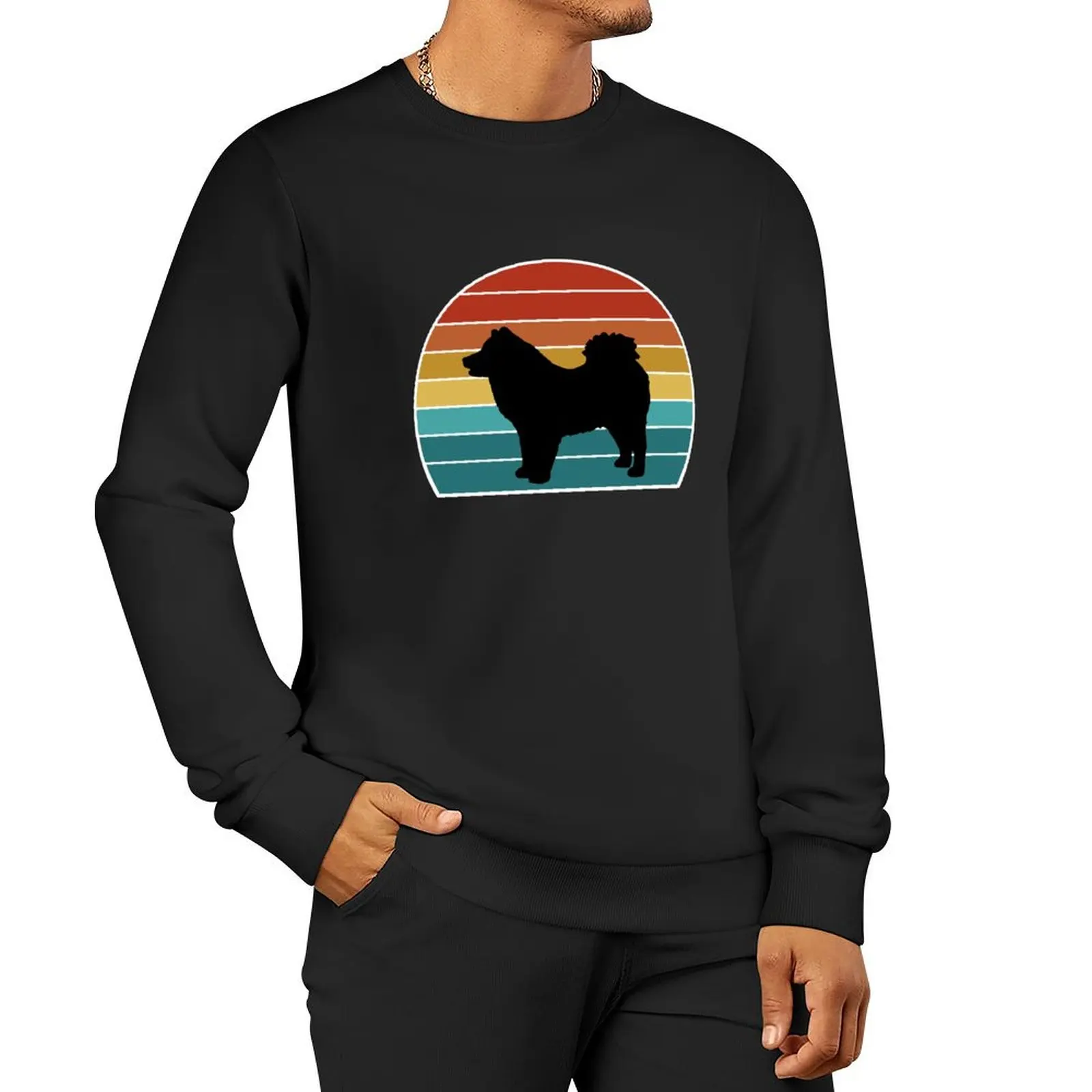 Eurasier Dog Silhouette Vintage Sunset for Dog Lovers Pullover Hoodie aesthetic clothing men's sweat-shirt set sweatshirt male