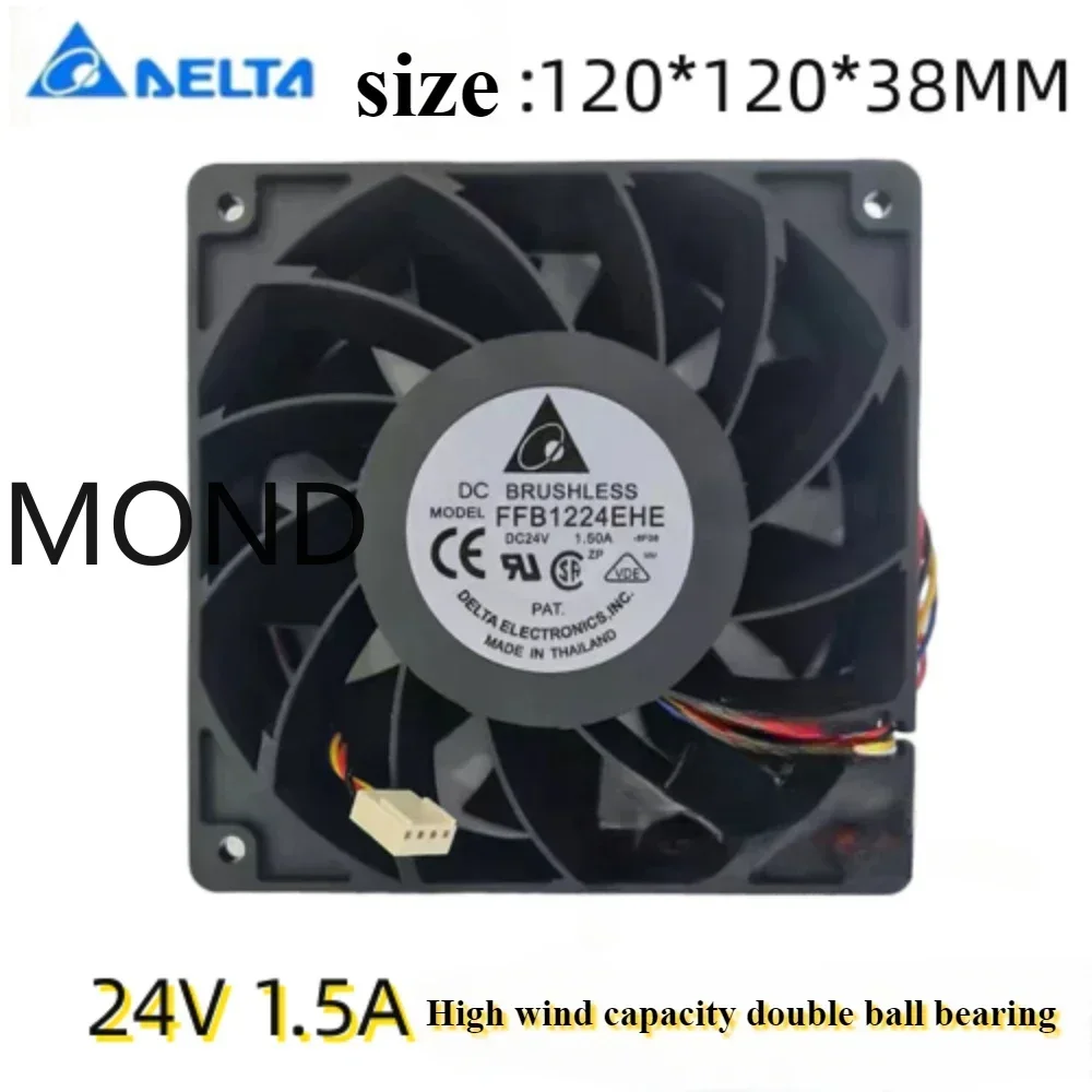 FFB1224EHE Delta Cooling Fan Original Brand New 12038 24V 1.5A High Air Volume Dual Ball 12cm