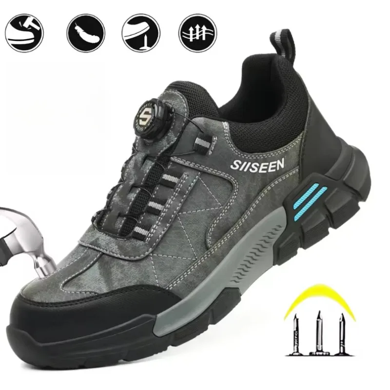 أحذية أمان رجالية زر دوار أحذية رياضية رجالي مكافحة سحق ثقب برهان أحذية عمل غير قابلة للتدمير عدم الانزلاق حذاء رجالي 2025 جديد #1