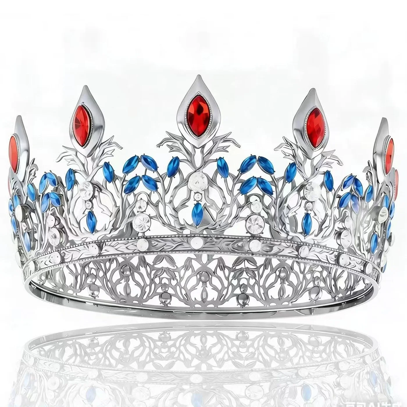 

Womens Crown King Queen Gemstone Tiara Elf Headwear