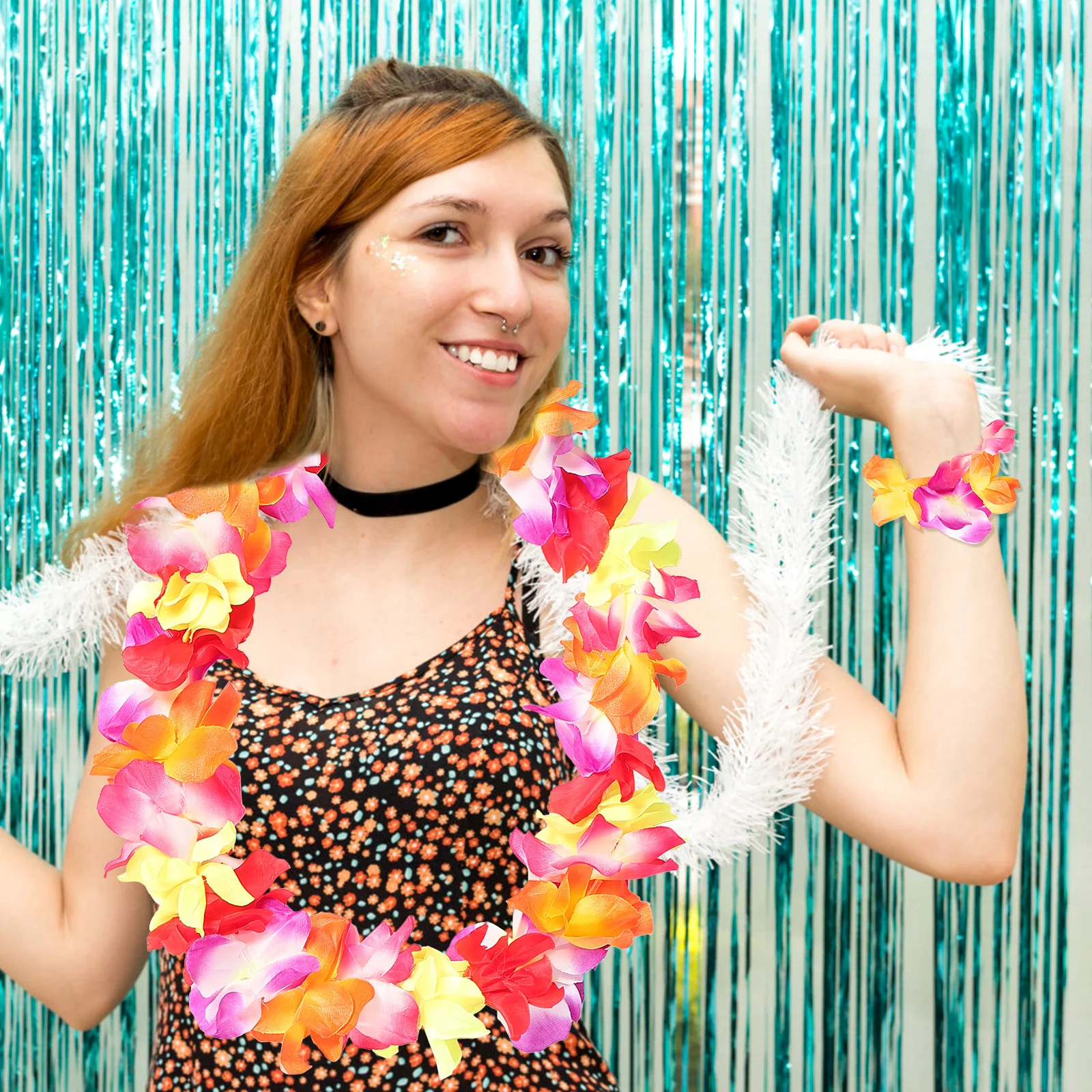 

Simulated Leaf Skirt Hawaiian Costume for Boy Girls Outfit Clown Luau Clothing Bride