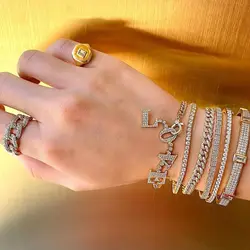 Fashion New Miami Cuban Link Chain Bracelet With Bling Cz Jewelry Wholesale Hip Hop Women Bracelet For Party Jewelry Drop Ship