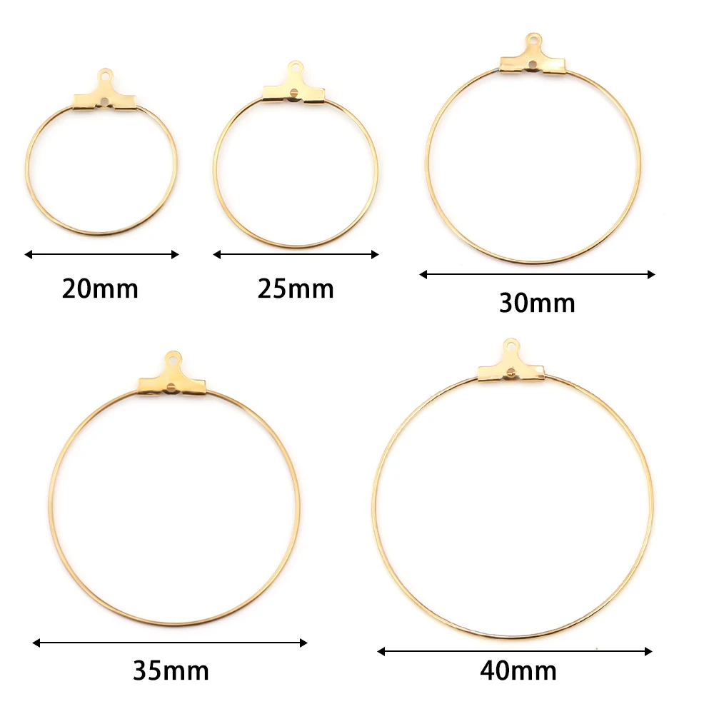 10-20pcs/lot Stainless Steel Big Circle Wire Ear Hoops 20/25/30/25/40mm Earring Loops For DIY Jewelry Making Earrings Supplies