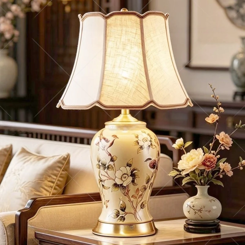 American Pastoral Style LED Floor Lamps Designer Ceramics Desk Lamp Living Room Bedroom Bedside