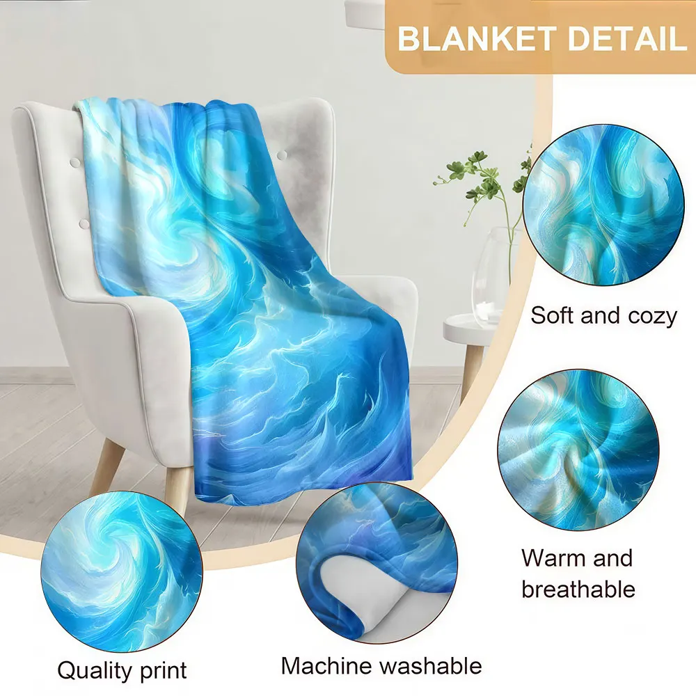 Blue Swirl Soft Warm Flannel Blanket Lightweight Cozy Christmas Halloween Home Decor Room