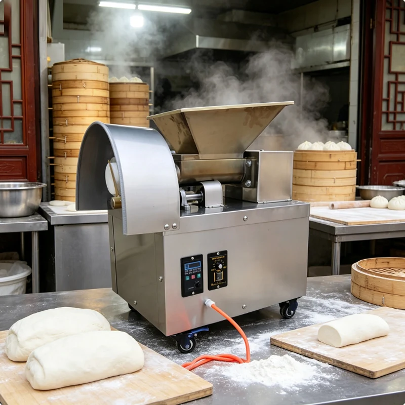 Automatic dough extruder and pneumatic dough cutting machine for precise cutting of dough sensing probes