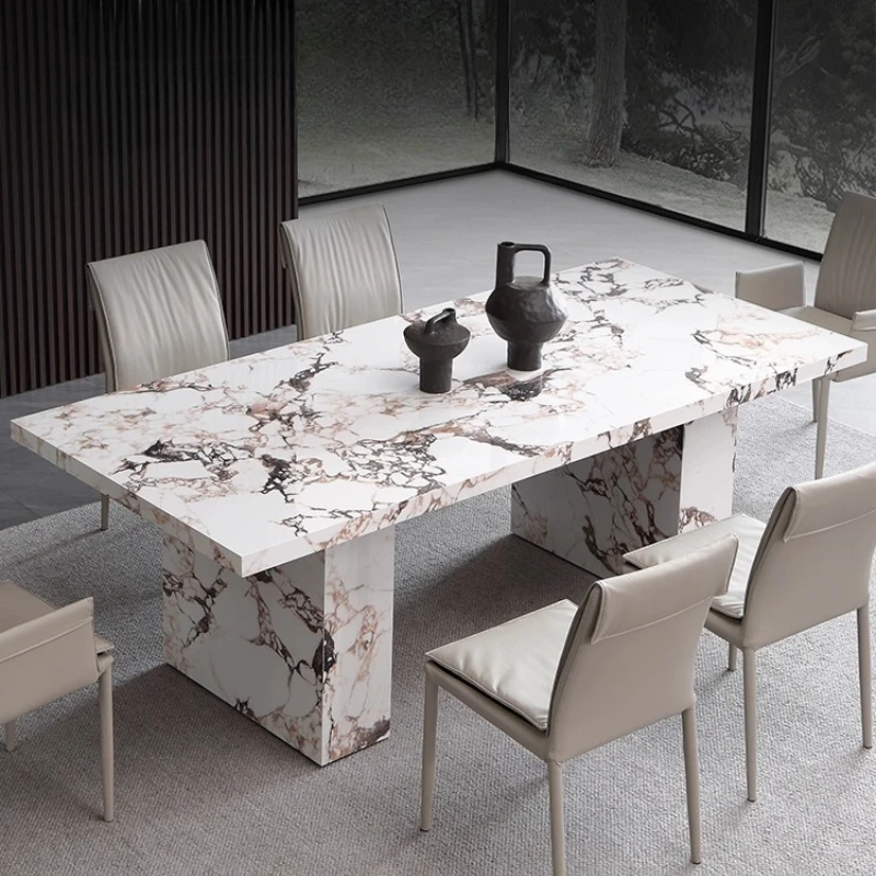 

Минималистичный обеденный стол из каменной плиты в итальянском стиле, роскошный скандинавский стол для столовой на вилле, дизайнерская креативная мебель для дома FYDT